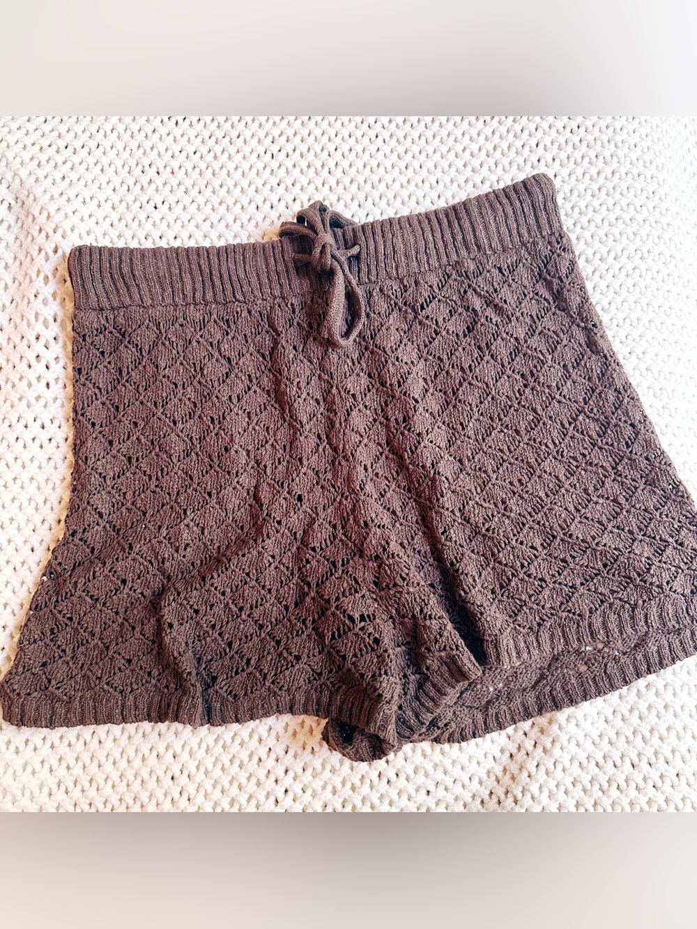New NWT Miramar Women’s Knit Pull-On Crochet Shorts in Brown medium hot pants